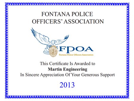 Fontana Certificate